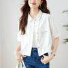 Short-sleeved Shirt for Women In Summer New Style of Literary Vintage Tops Small Person Design Shirt