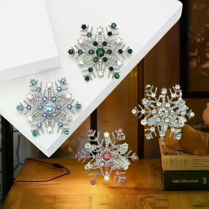 Broches de Copo de Nieve de Pedrería de Lujo de Moda Para Ropa de Mujer Abrigo Joyería Accesorios Regalos