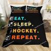 Ice Hockey Duvet Cover Helmet Skates Comforter Winter Ice Sports Games Bedding Set for Boys 3D Print Polyester Quilt Cover