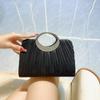 Elegant Pleated Leather Evening Handbag for Weddings and Parties