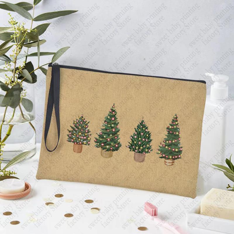 Merry Christmas Linen Storage Supplies Bags Travel Lipstick Bag Xmas Ornament Pouch Toilet Makeup Bolsas for Coffee Enthusiasts