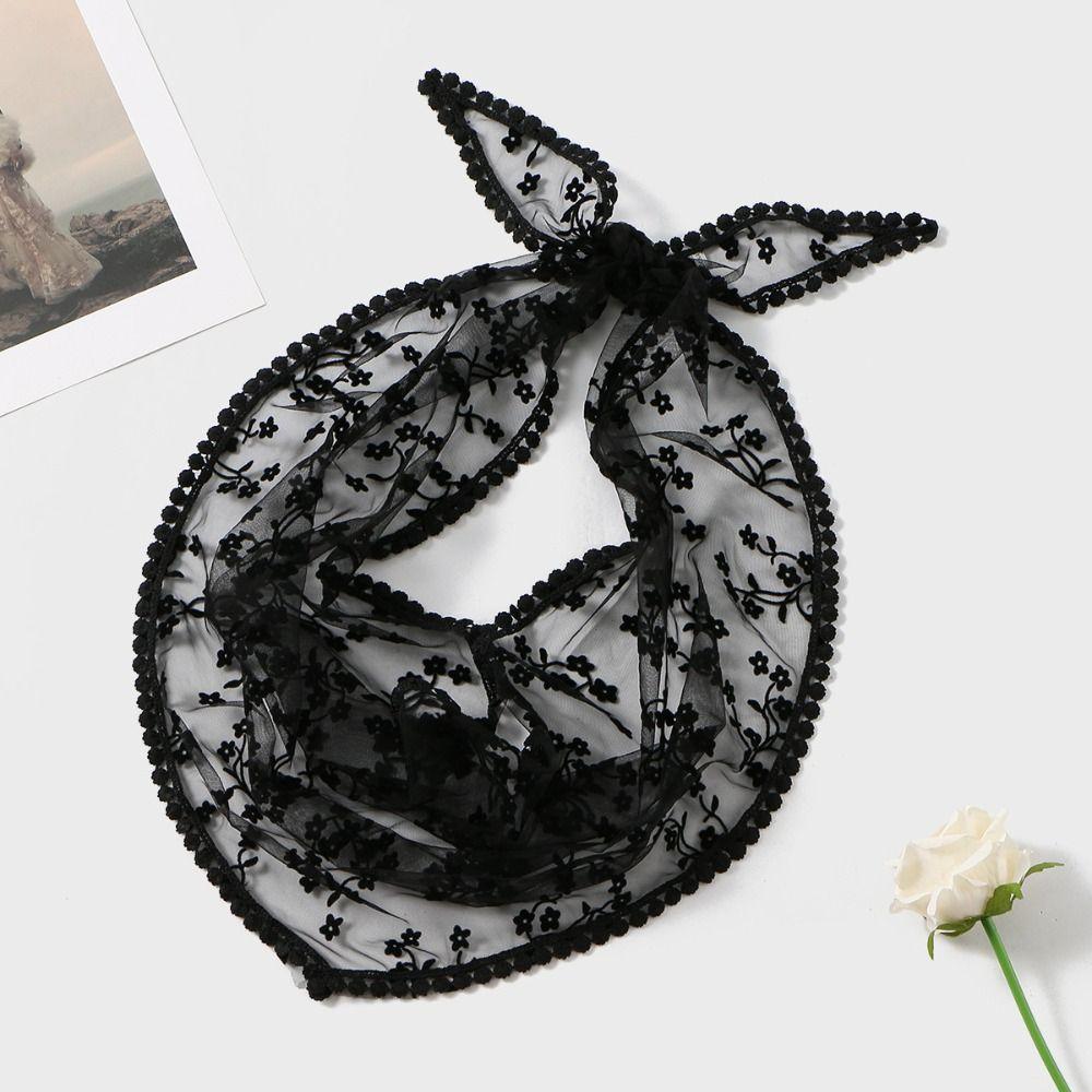 Hollow Out Lace Scarf Solid Color Hair Scarf Headband New Fart Curtain  Women