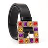 Y2k Women Waistband Colorful PU Leather Belt Luxury Rhinestone Belt  Clothes Accessories