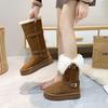 Fleece Thickened Long Tube Snow Cotton Shoes Winter New Gray Heightened Thick-soled High Tube Snow Boots Women's