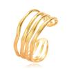 Wide Band Multi-layer Irregular Texture Stainless Steel Open Cuff, Vacuum Plated 18K Gold Bracelet