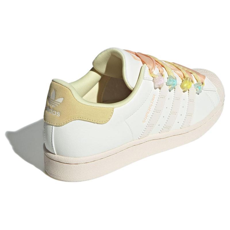 Adidas Originals SUPERSTAR Abrasion Resistant Low Top Skateboard Shoes Women's White Yellow Sneakers IF1805