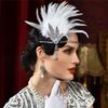 1920s Elegant Rhinestone Leaf Feathered Hairband For Wedding Party and Formal Event Comfortable Elastic Band Headwear