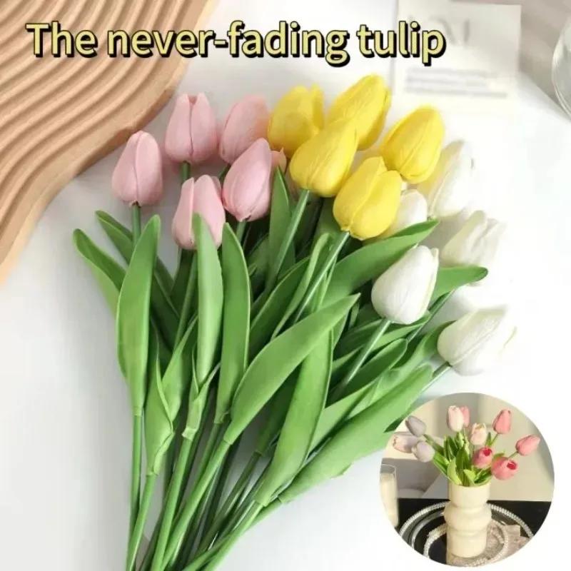 Echte Haptik Künstliche Tulpen Hohe Qualität Luxuriöse Silikon Falsche Blumen für Haus Hochzeitsdekoration Brautstrauß Elegante Dekoration