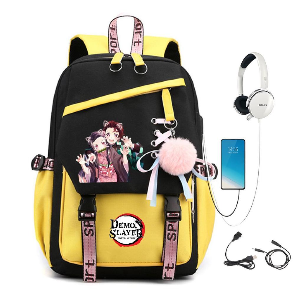 Guimai Peripheral Ridge Backpack with USB Multifunctional Student School Bag