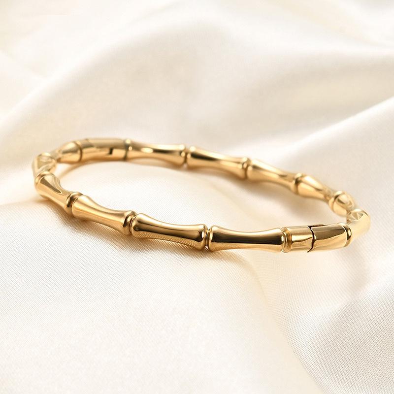 European & American Fashion Titanium Steel Bamboo Joint Women's Bracelet - Versatile, Non-fading, Simple Design