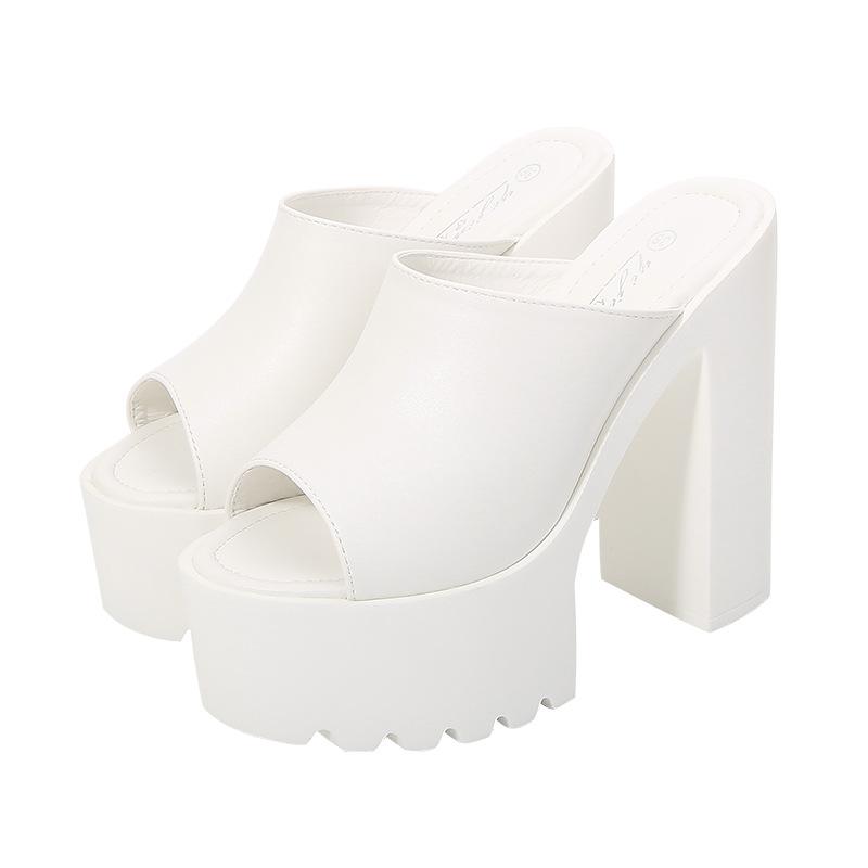 2025 Super High Heel Thick Heel Sandals 14CM Waterproof Table Fish  Slippers Outer Wear Versatile Women's Shoes ZYW-831-20