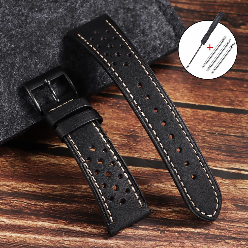 Curea de Ceas Vintage din Piele de Vițel cu Ceară Ulei 20mm 22mm 24mm Universală cu Cataramă Neagră Curele Smartwatch Poros Brățară Respirabilă