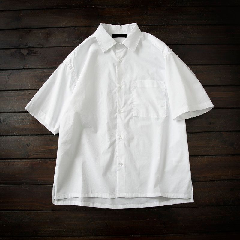 Japan Fashion Order Light Washed Pure Cotton Men's Summer Lapel Loose Casual Short Sleeve Shirts Plus Size Top Thin