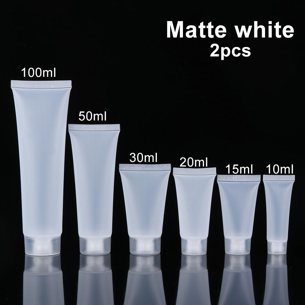 2Pcs Travel Size Empty Matte Clear Tube Cosmetic Cream Lotion Shampoo Bath Squeeze Lotion Containers Refillable Bottles