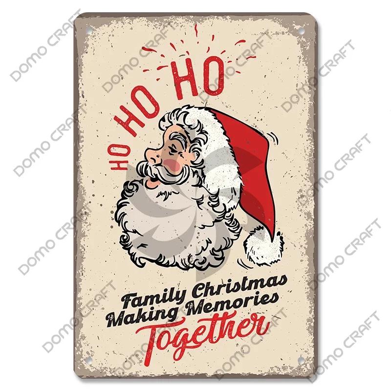 Merry Christmas Poster Vintage Metal Tin Signs Cakes Music Box Christmas Tree Metal Plaque Bakery Candy Shop Home Wall Decor