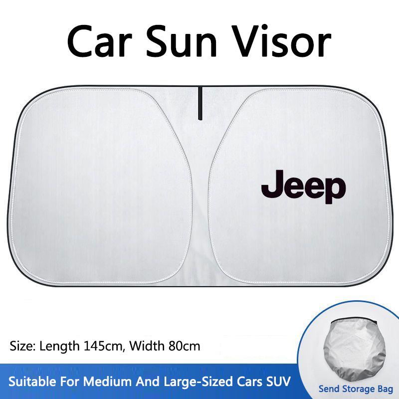 New Car Windshield Sun Shade Visor UV Protection Shield For Jeep Renegade Compass Grand Cherokee Wrangler jk Gladiator Accessoy