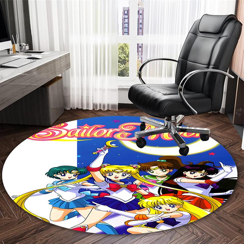 1pc Sailor Moon Carpet, Round Rug, Comfortable, Suitable for Entryways, Living Rooms, Office, And Bedrooms, Christmas Decoration