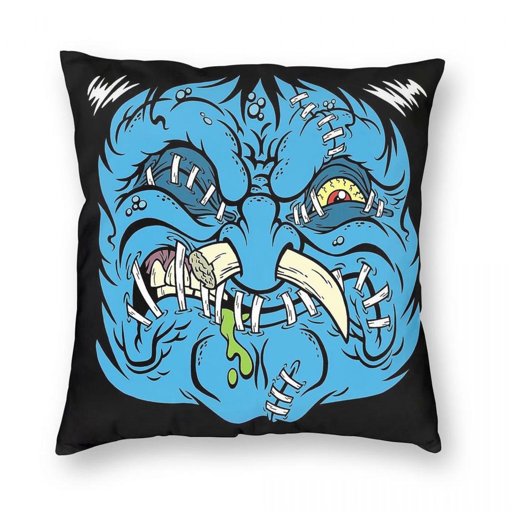 Shrunken Head Zombie Square Pillowcase Polyester Linen Velvet Printed Zip Decorative Home Cushion Cover