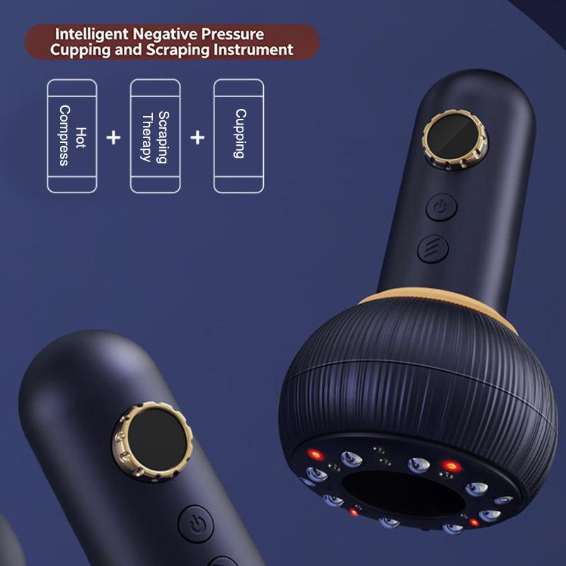 USB Genopladelig Mavemassager 9 Niveauer Til Varm Kompres og Justerbar Guasha Sugekop Intensitet Arm- og Benmassage