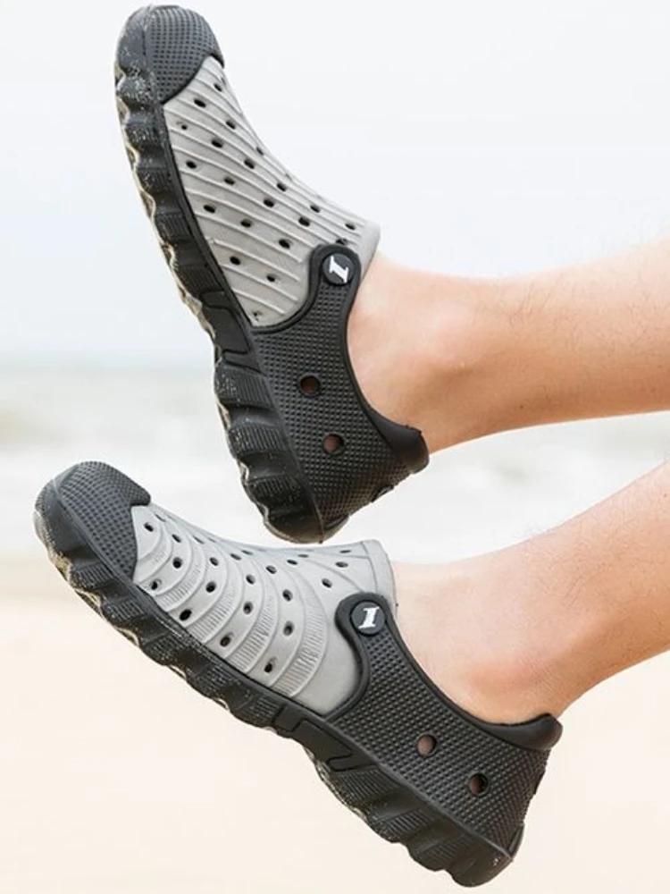 Fashion With Platform Shoes for Men Height Hole Rain Boots Luxury 2025 Stylish Trend Expensives Pvc Outdoor Daily Use Color Man Sandals
