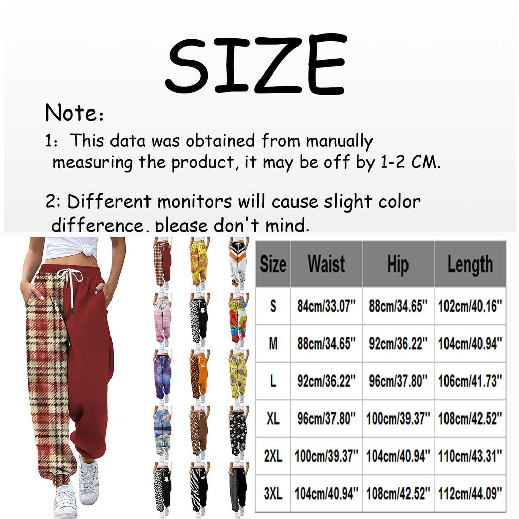 Women's Gigital Color Printing Casual Sports Pants Loose Drawstring Trousers