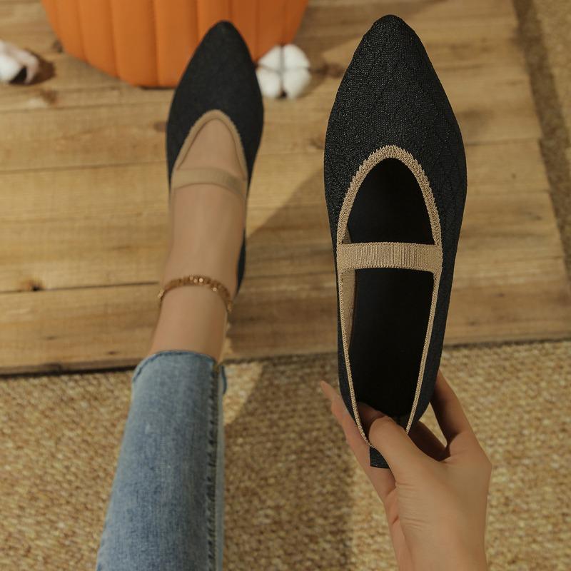 

Flat single shoes large size fly-woven pointed head light mouth single shoes women s foot cover retro breathable color matching lazy shoes 43