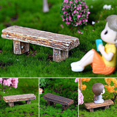 DIY Figurine Dolls Mini Wooden Chair Romantic Fairy Garden Succulents Bonsai Ornaments Couple Park Bench Chair Miniatures