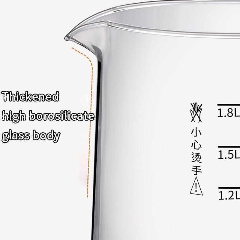 1.8L Large Capacity Smart Health Pot Multifunctional Tea Maker Household Heat Preservation Electric Glass Kettle