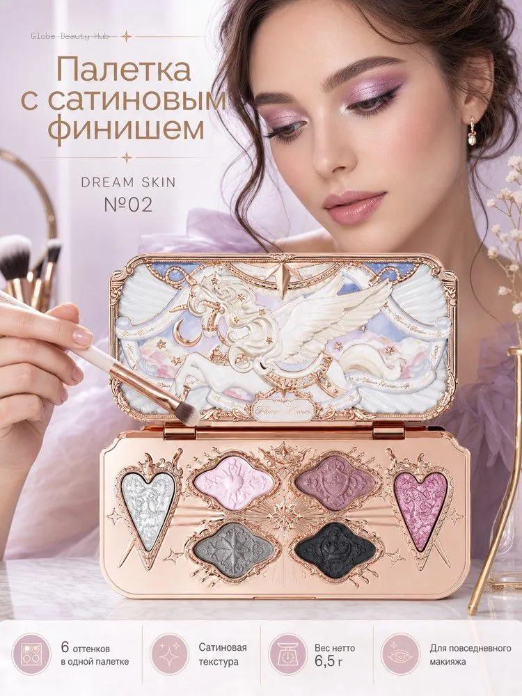 FlowerKnows Eyeshadow Palette, 6 shades, satin texture, 6.5 g