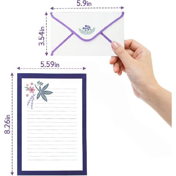 90PCS Stationary Paper and Envelopes Set, Writing Paper Stationery Set,10 Different Style Cute Writing Stationery Paper Letter Set(60 Stationery