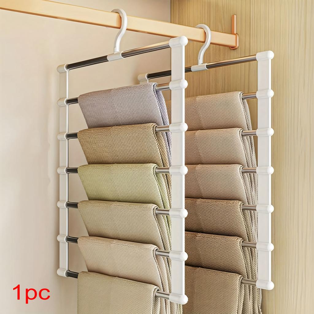 1pc Stainless Steel Space-Saving Foldable Pants Hangers for Jeans, Leggings & Trousers - Closet Organizer