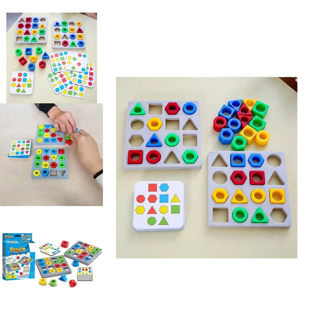 Double Geometric Color Matching Interactive Building Block Board Game For Kids