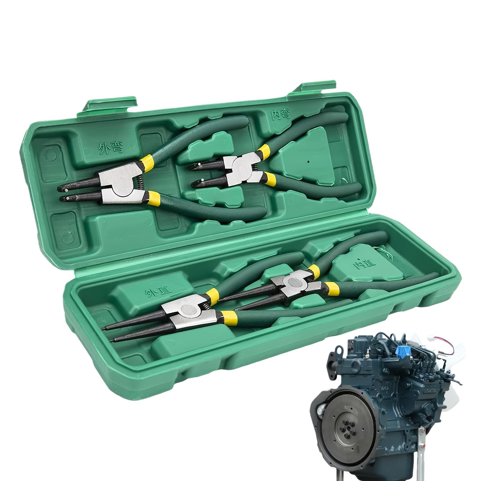 4-piece 7-inch Circlip Pliers Internal External Spring Clamp Set Ring Remover Retaining Straight Bent Lock Pliers Kit CN