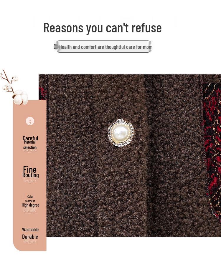 Women's Fleece-Lined Shawl Vest - Winter Wool, Mid-Aged & Elderly Style