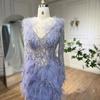 New caramel color sexy neck fishtail beads feather banquet wedding officiating dress dress LA11989