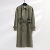 Men's Trench Coat Spring Autumn Long Double Breasted Lapel Windbreaker with Belt England Style M-6XL