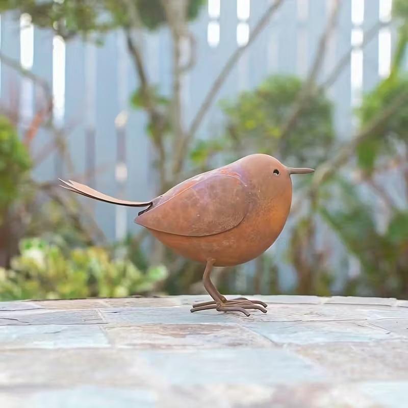 Rustic Metal Birds Outdoor Garden Decor Iron Art Birds Statue Metal Bird Ornament Courtyard Sculpture For Yard, Patio, Lawn