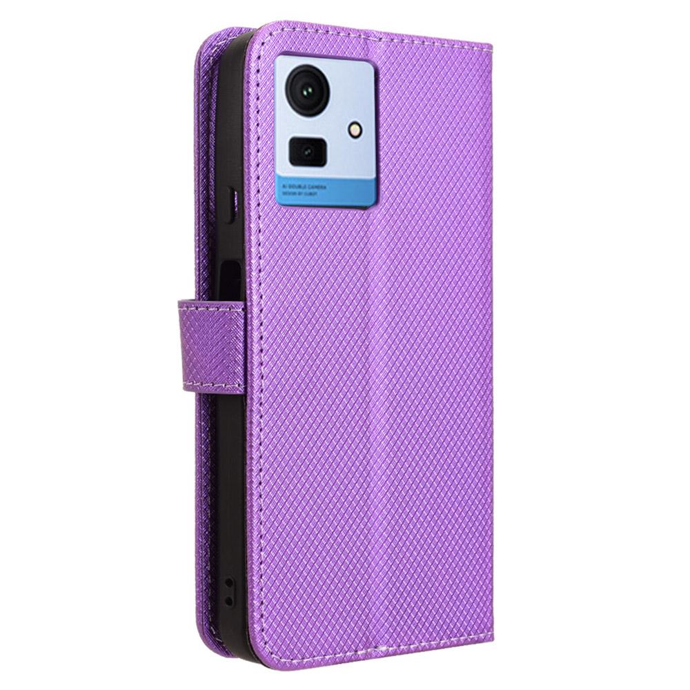 For Cubot Note 50 Phone Case PU Leather Stand Folio Cover with 3 Card Slots Diamond Texture
