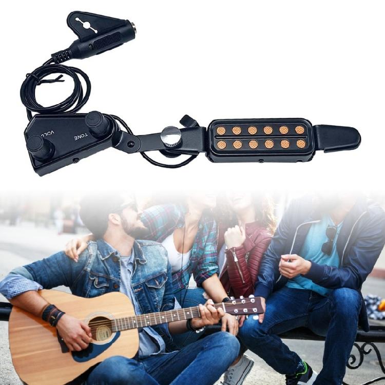 12 Hole Guitar Sound Pickup Acoustic Guitar Pickup with Volumes Tone Tuner Acoustic Guitar Transducer Amplifier