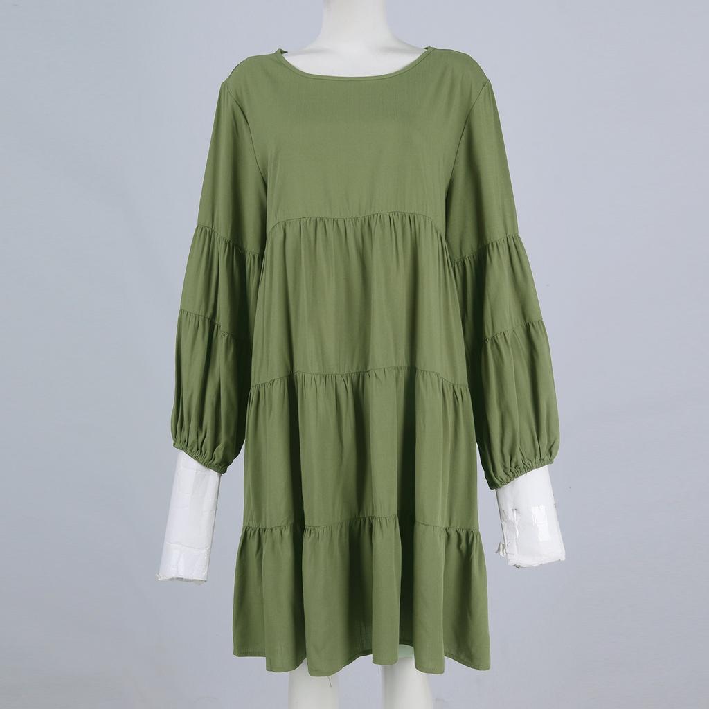 Women's  Sleeve Long Sleeve Patchwork Loose Swing Dress