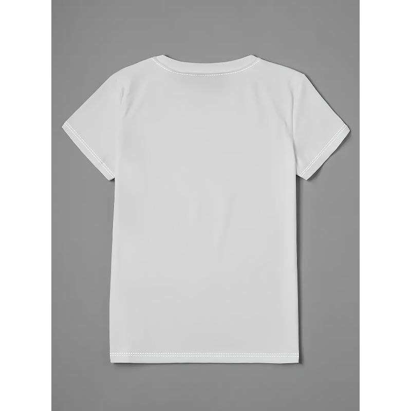 Womens Queen Crown Print Round Neck Short Sleeve T Shirt Medium Stretch Fabric Machine Washable Casual Semi Formal All Season Top