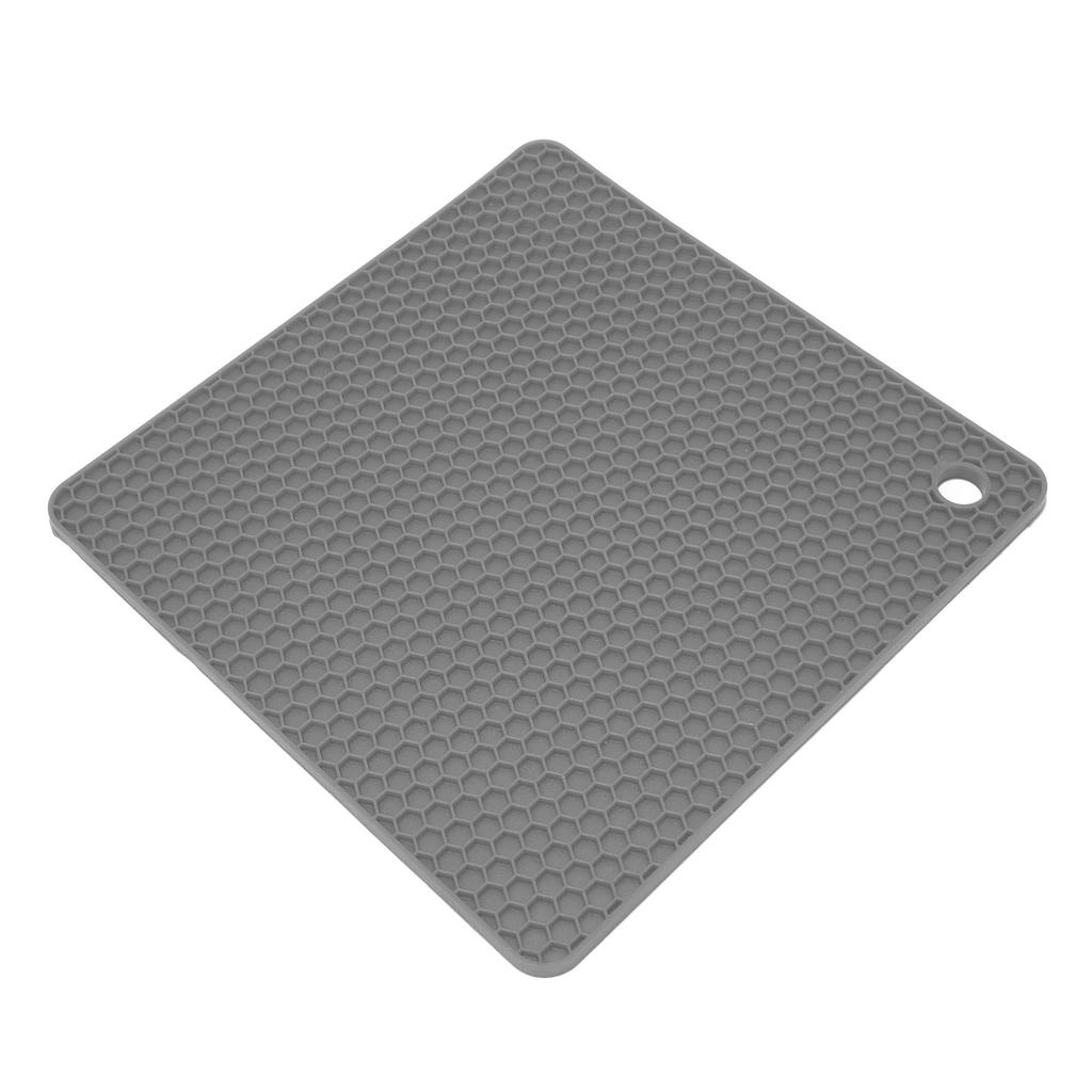 Heat Insulated Pad Square Shape Thickened Silicone Prevent Slip Heat Proof Mat for Wax Pot BowlGrey