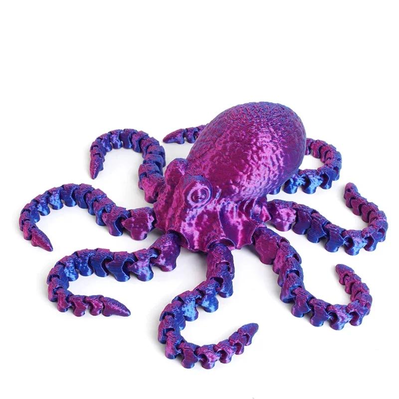 3D Baskılı Ahtapot Hareketli Esnek Eklemli Fidget Oyuncak Ev Ofis Masaüstü Süsü Okyanus Hayvanı Dekorasyonu Yılbaşı Hediyeleri Çocuk Oyuncağı