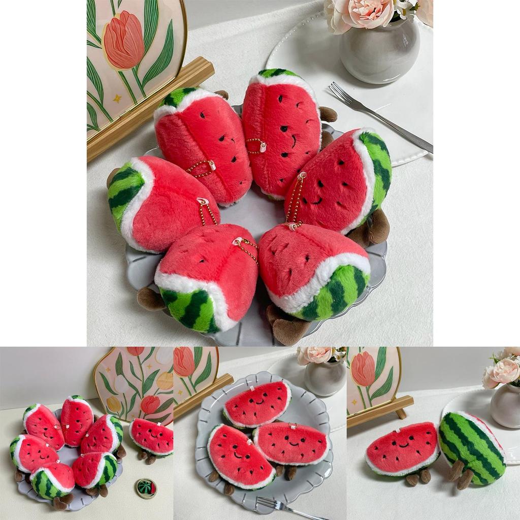 Cute Watermelon Plush Keychain With Pp Cotton Filling For Bag Decoration And Collectors