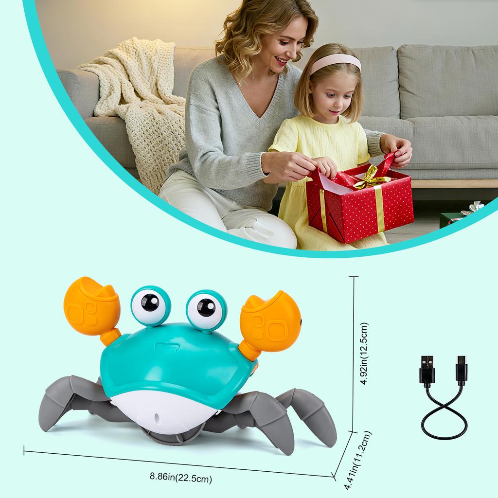Dancing Crawling Crab Run Away Toys Kids Electronic USB Charging Interactive Toddler Tummy Time Toys