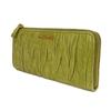 Used Matelasse Zip Around Wallet (12166) with Wrinkled L-shaped Zipper (5M1183 7940) Logo Metal Light Green Women's