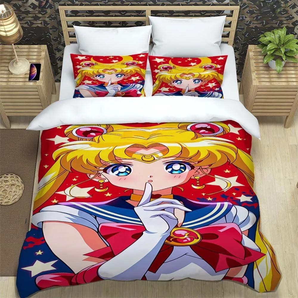 New Kawaii Sailor Moon Duvet Cover Pillowcase Bedding Set Adult Boy Bedroom Decoration Children Gift Single Double Large Size