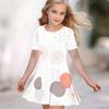 Girls 3D Print Dresses Kids Girl Party Short Sleeve Princess Dress Tank 3D  Flowers  Print Dress