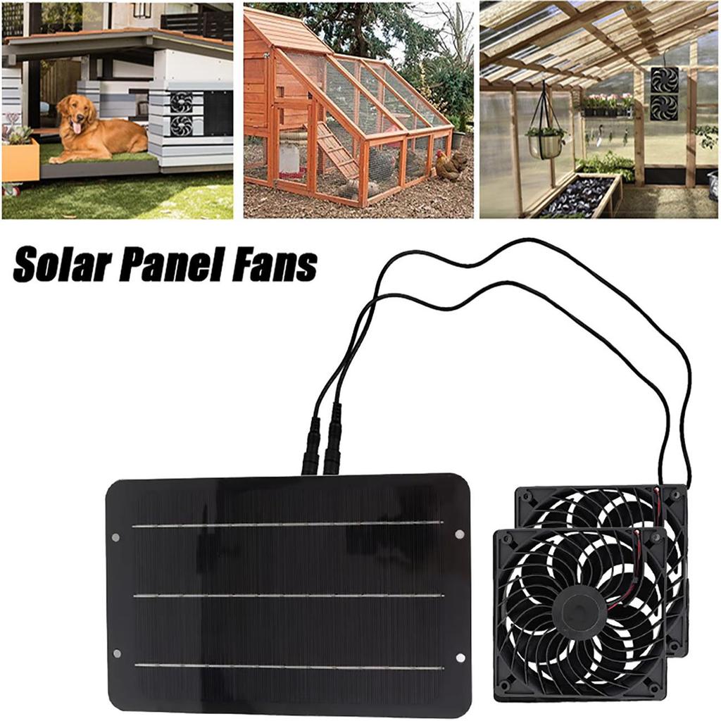 10W Solar Panel with Dual Fan Heatsink for Pet Room Cooling