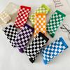 3 Pairs Women Cotton Socks Funny Black White Squares Plaid Casual Socks Breathable Middle Tube Socks